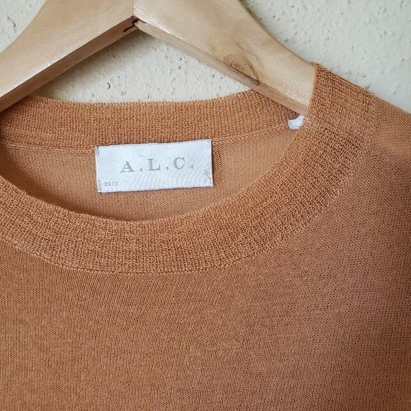 A.L.C Faye Asymmetrical Stripe Wool Sweater Brown - Picture 4 of 5
